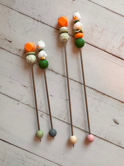 Pair of Goose Amigurumi Sewing Sticks