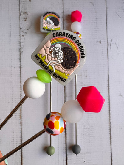 Silly Carrying Around My Sense of Humor Skeleton Amigurumi Sewing Sticks