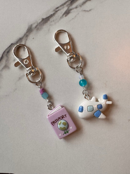 Travel Plane and Passport Pair of Stitch Markers