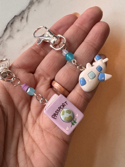 Travel Plane and Passport Pair of Stitch Markers