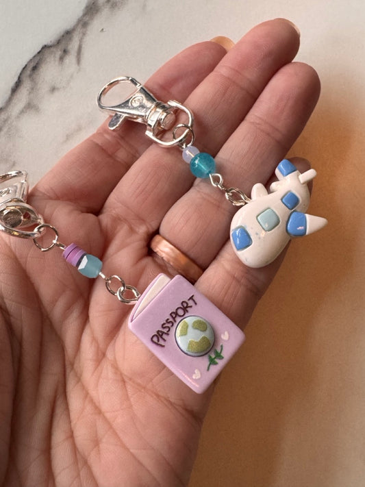 Travel Plane and Passport Pair of Stitch Markers