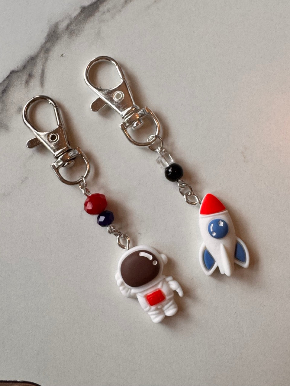 Space Rocket Spaceship and Astronaut Pair of Stitch Markers