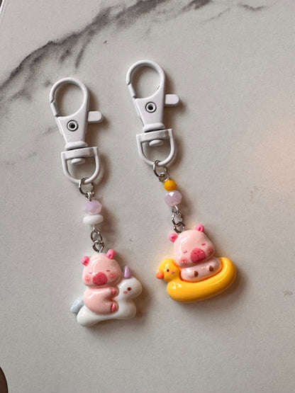 Kawaii Pool Frog or Pig Pair of Stitch Markers