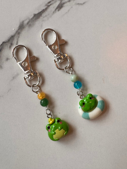 Kawaii Pool Frog or Pig Pair of Stitch Markers