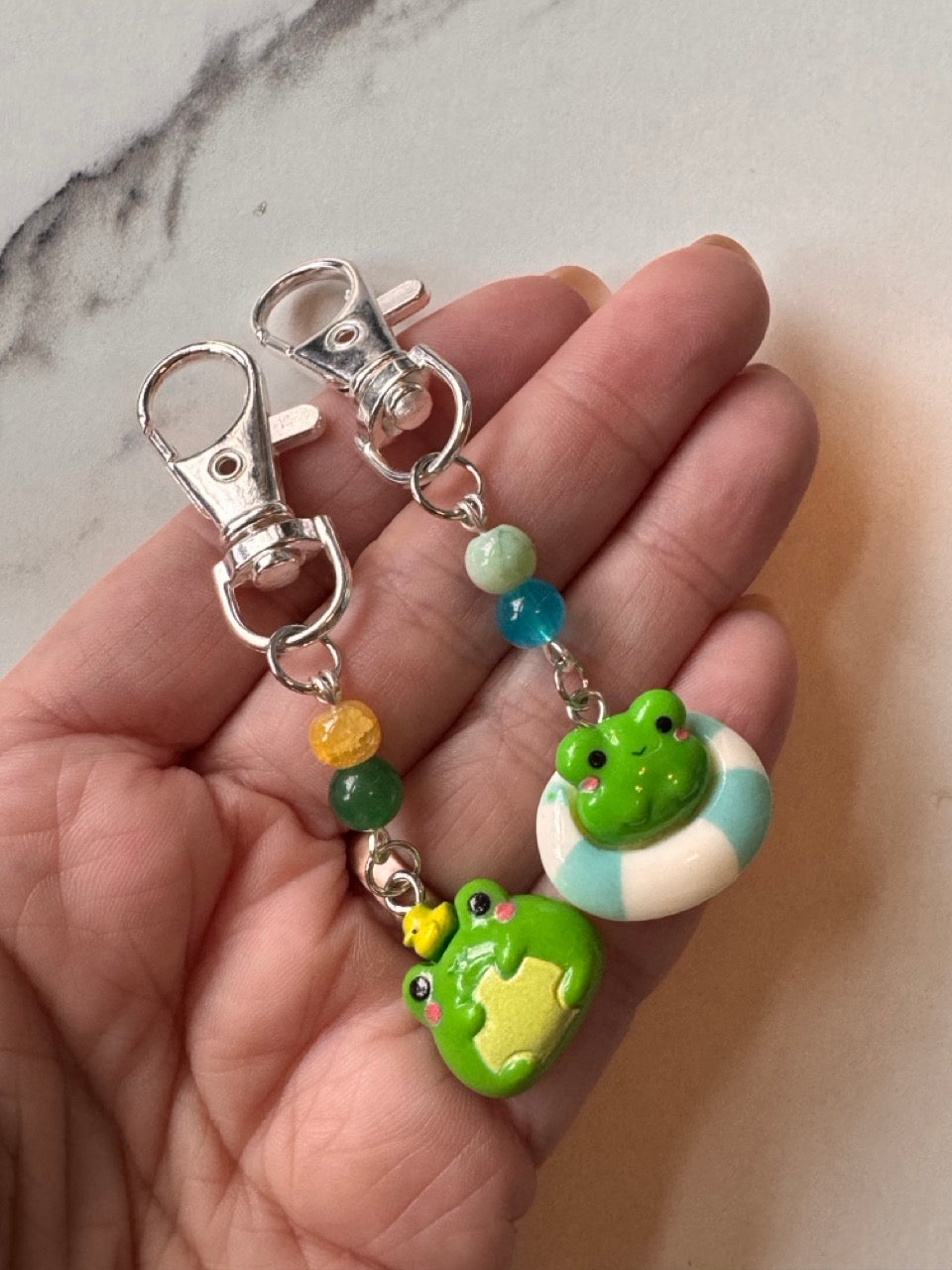 Kawaii Pool Frog or Pig Pair of Stitch Markers