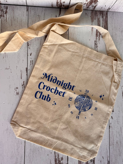 Midnight Crochet Club Canvas Sling Tote