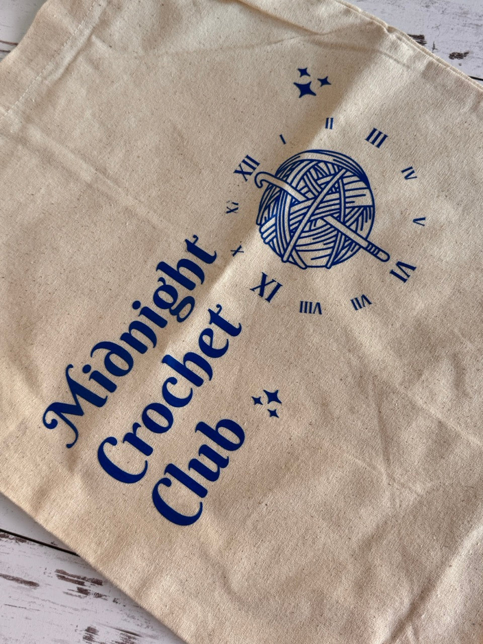Midnight Crochet Club Canvas Sling Tote