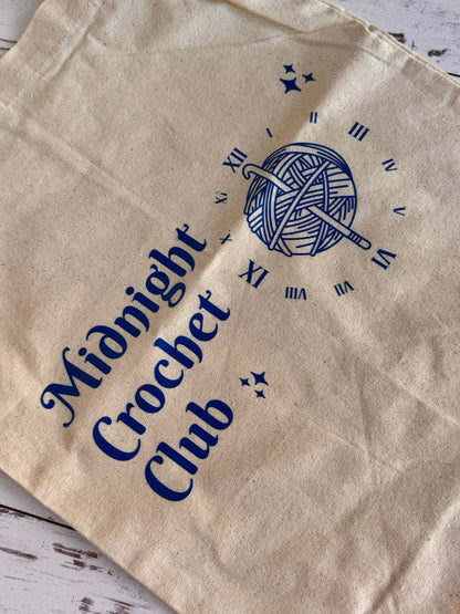 Midnight Crochet Club Canvas Sling Tote