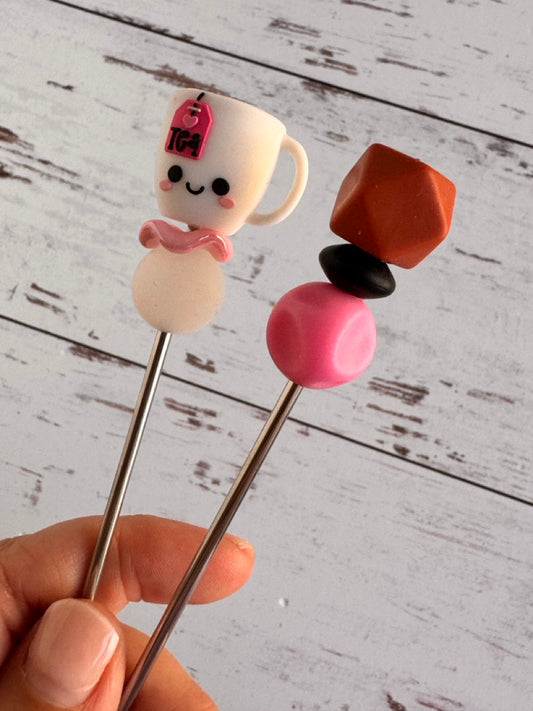 Pair of Cup of Tea Amigurumi Sewing Sticks