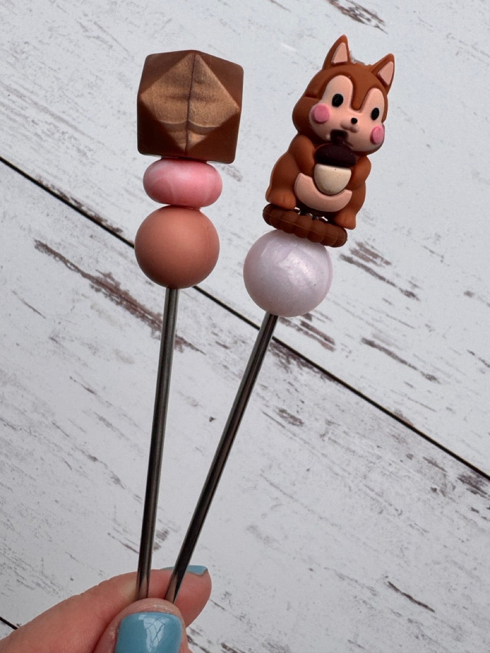 3D Squirrel Chipmunk Pair of Amigurumi Sewing Sticks