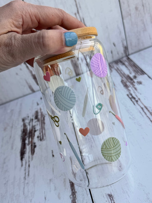 EXCLUSIVE Yarn & Crochet Crafty Glass Tumbler & Straws