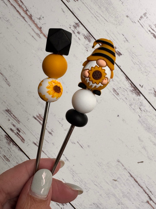 Sunflower Gnome Pair of Amigurumi Sewing Sticks