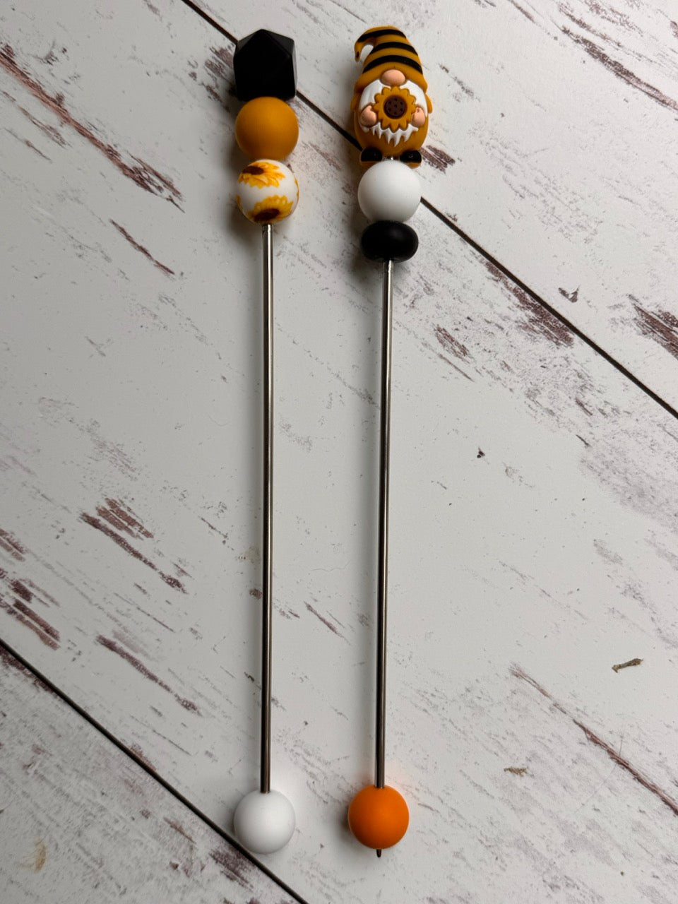 Sunflower Gnome Pair of Amigurumi Sewing Sticks