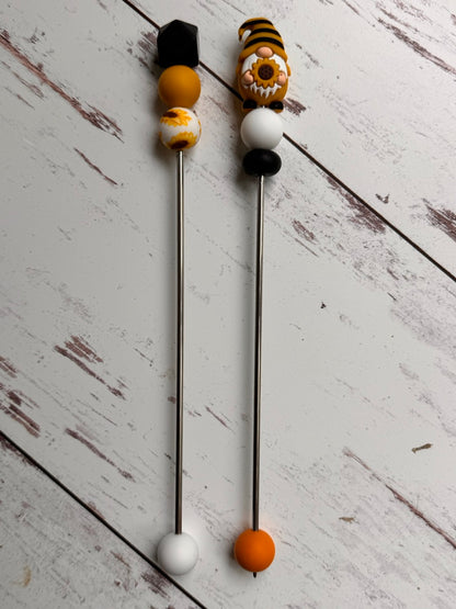 Sunflower Gnome Pair of Amigurumi Sewing Sticks