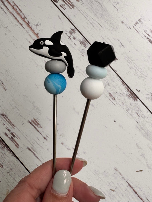 Orca Ocean Whale Pair of Amigurumi Sewing Sticks