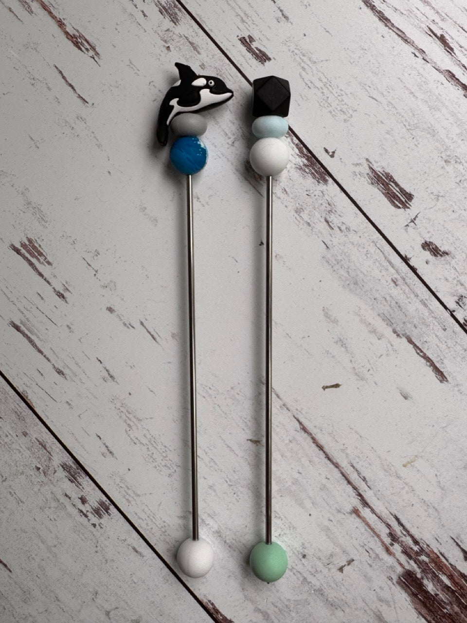 Orca Ocean Whale Pair of Amigurumi Sewing Sticks
