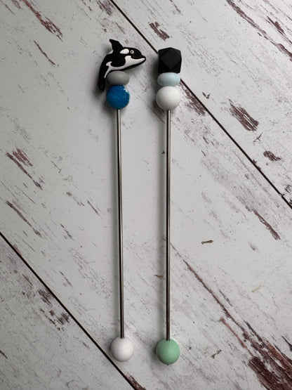 Orca Ocean Whale Pair of Amigurumi Sewing Sticks