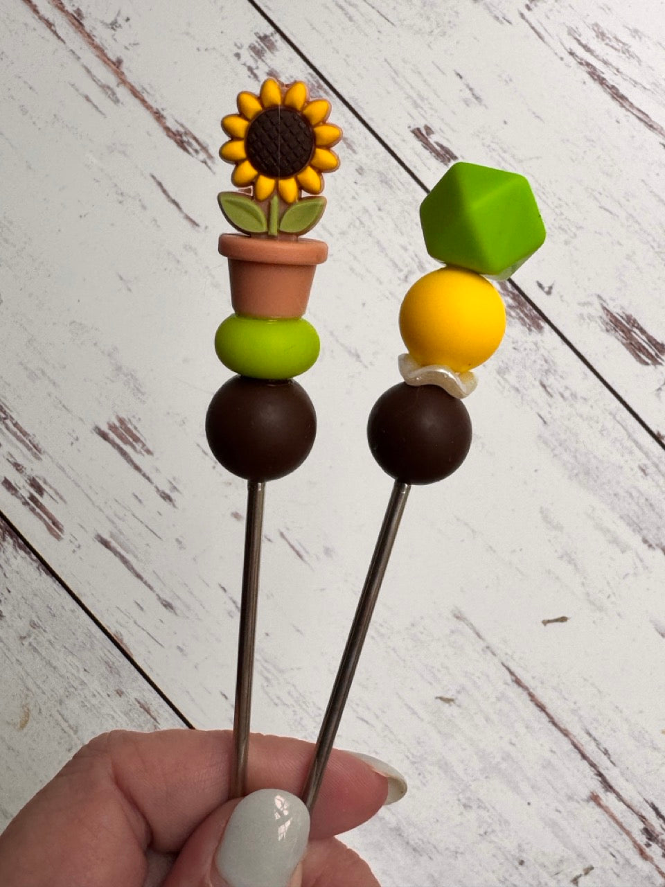 Potted Sunflower Pair of Amigurumi Sewing Sticks