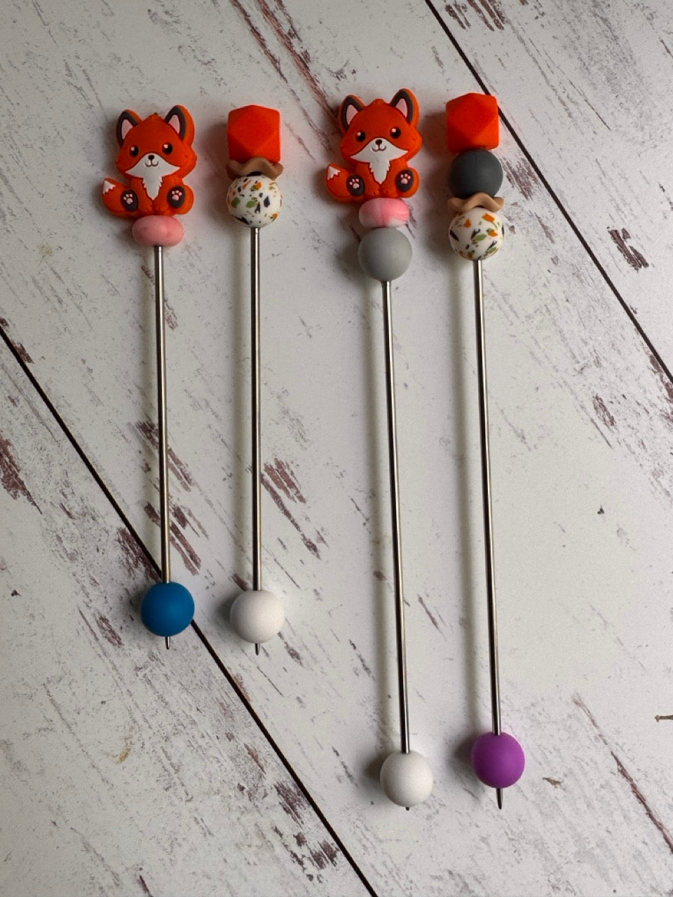 Woodland Fox 2D Pair of Amigurumi Sewing Sticks
