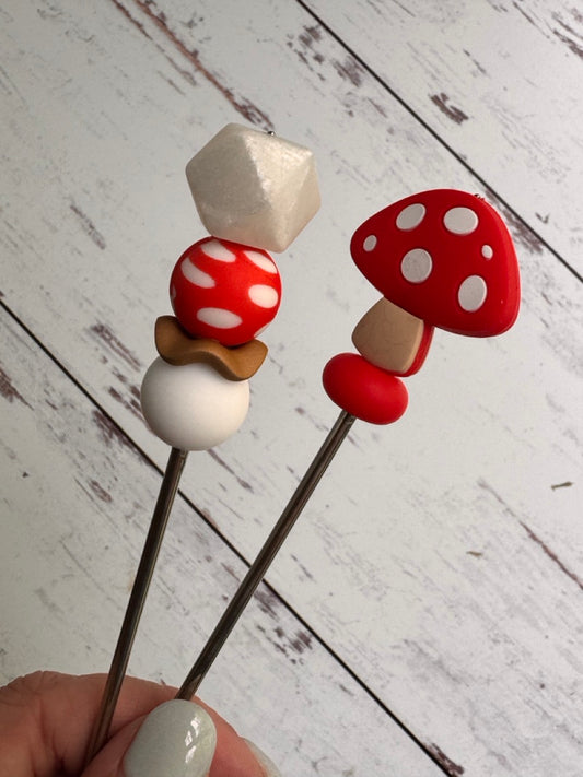Mushroom Pair of Amigurumi Sewing Sticks