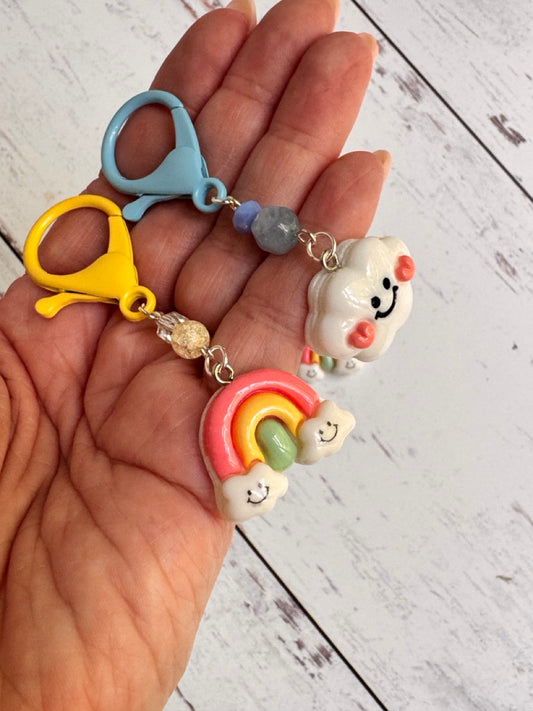 Rainbow and Cloud in Resin Pair of Stitch Markers