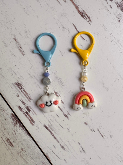 Rainbow and Cloud in Resin Pair of Stitch Markers