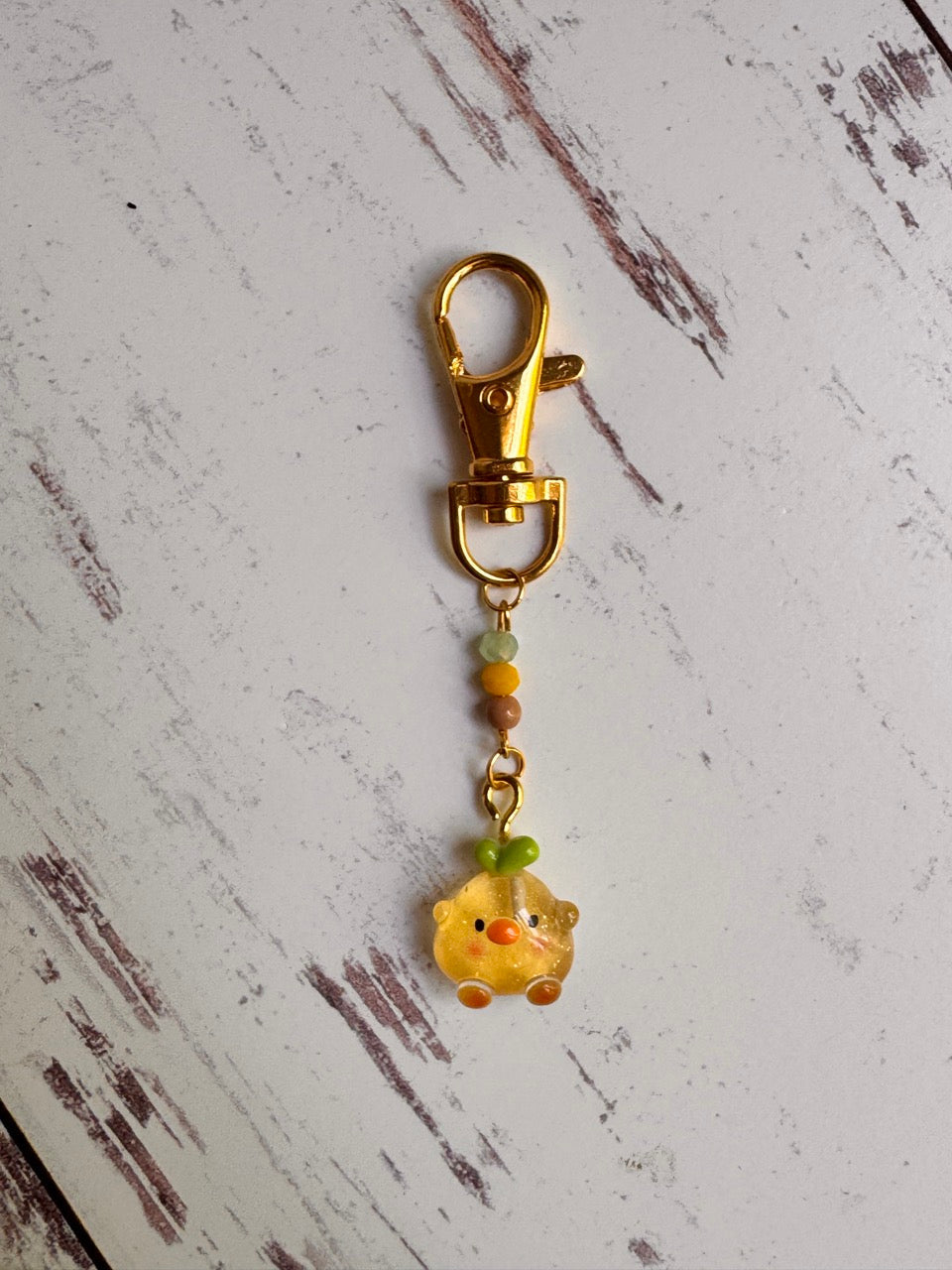 Cute Yellow Chick with Green Sprout Leaf Single Stitch Marker