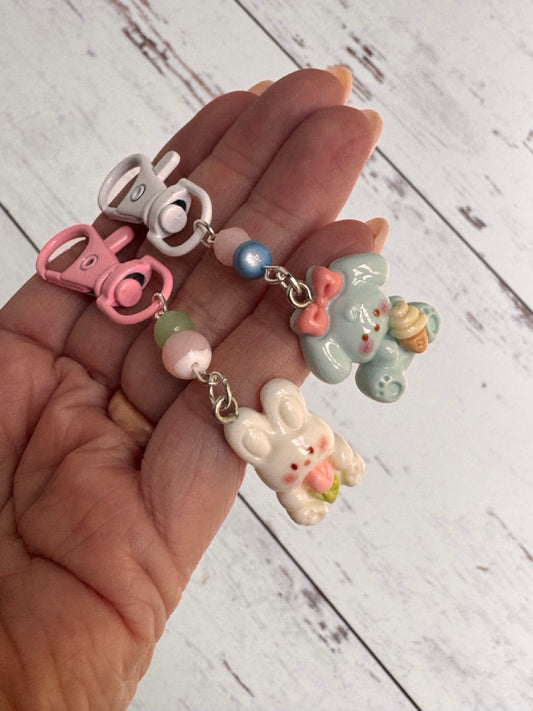 Bunny and Puppy in Resin Pair of Stitch Markers