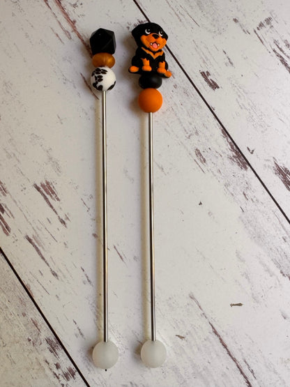Pair of Brown and Black Dog Amigurumi Sewing Sticks