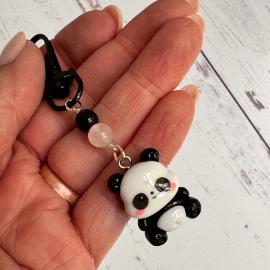 Chunky Black White Panda Single Stitch Marker