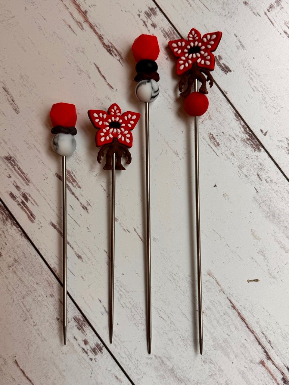 Pair of Strange Evil Monster Upside-down Amigurumi Sewing Sticks