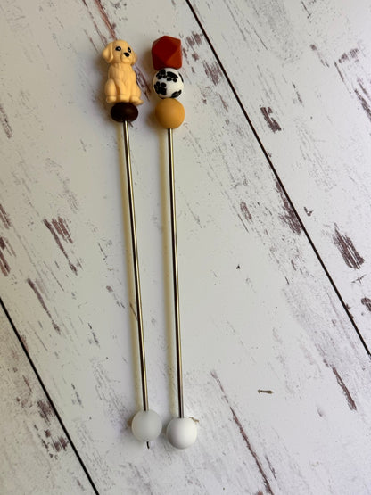 Pair of Tan Dog Labrador Golden Amigurumi Sewing Sticks