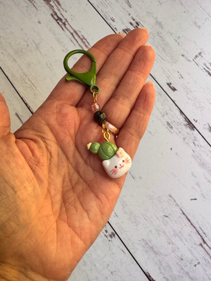 Cat with Cactus Single Stitch Marker