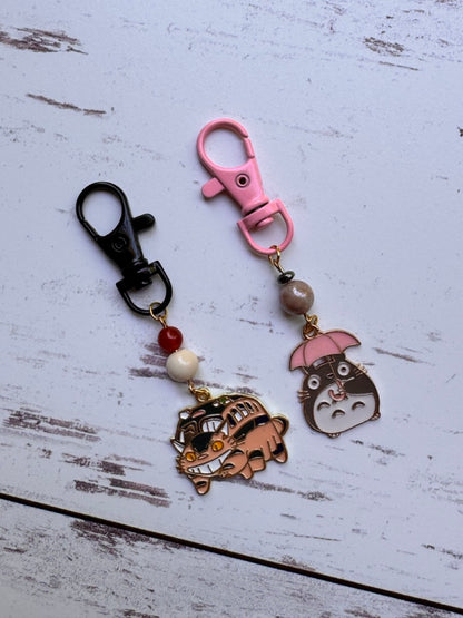 Cat Bus and Umbrella Friendly Neighbor Rabbit Design Pair of Stitch Markers