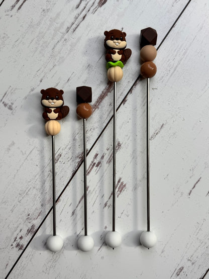 Pair of Beaver Amigurumi Sewing Sticks