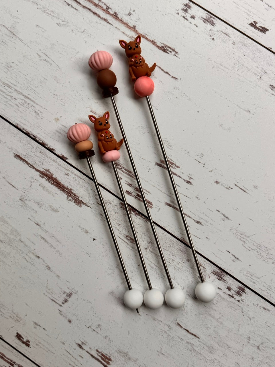 Pair of Kangaroo Amigurumi Sewing Sticks
