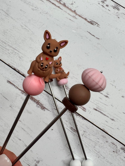 Pair of Kangaroo Amigurumi Sewing Sticks