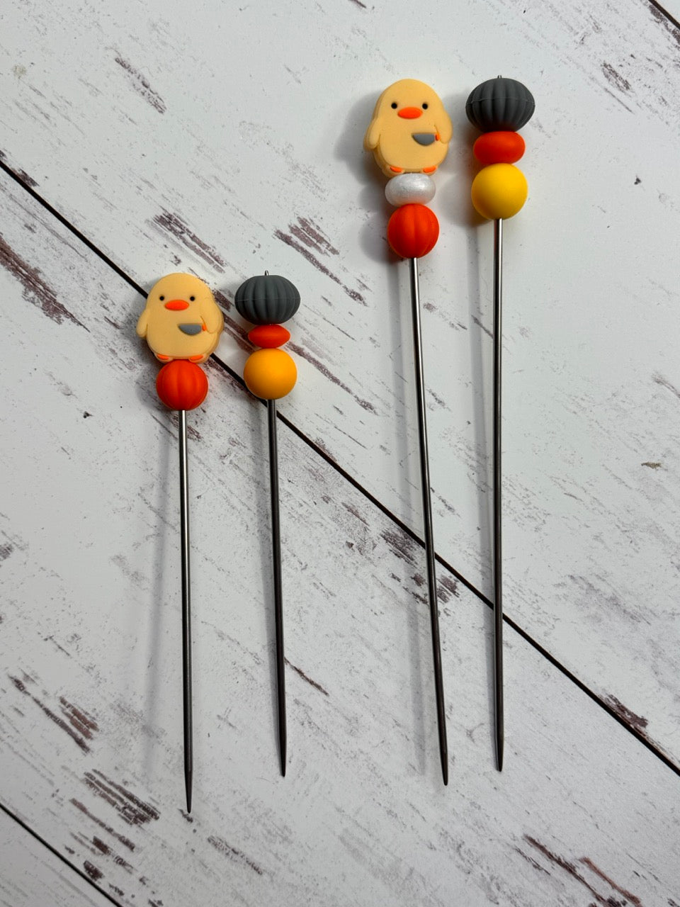 Pair of Angry Duck Amigurumi Sewing Sticks