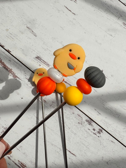 Pair of Angry Duck Amigurumi Sewing Sticks