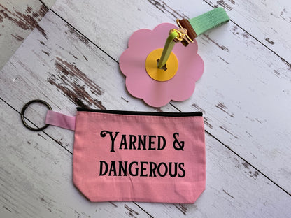 Pink Flower: Portable Yarn Spinner with Carrying Pouch