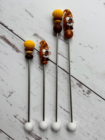 Acorn and Fall Leaves Gnome Pair of Amigurumi Sewing Sticks