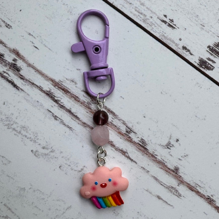 Pink Cloud with Rainbow Single Stitch Marker