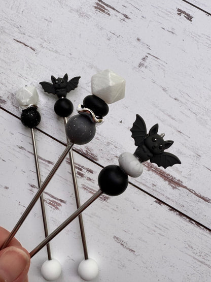 Spooky Cute Bat Pair of Amigurumi Sewing Sticks