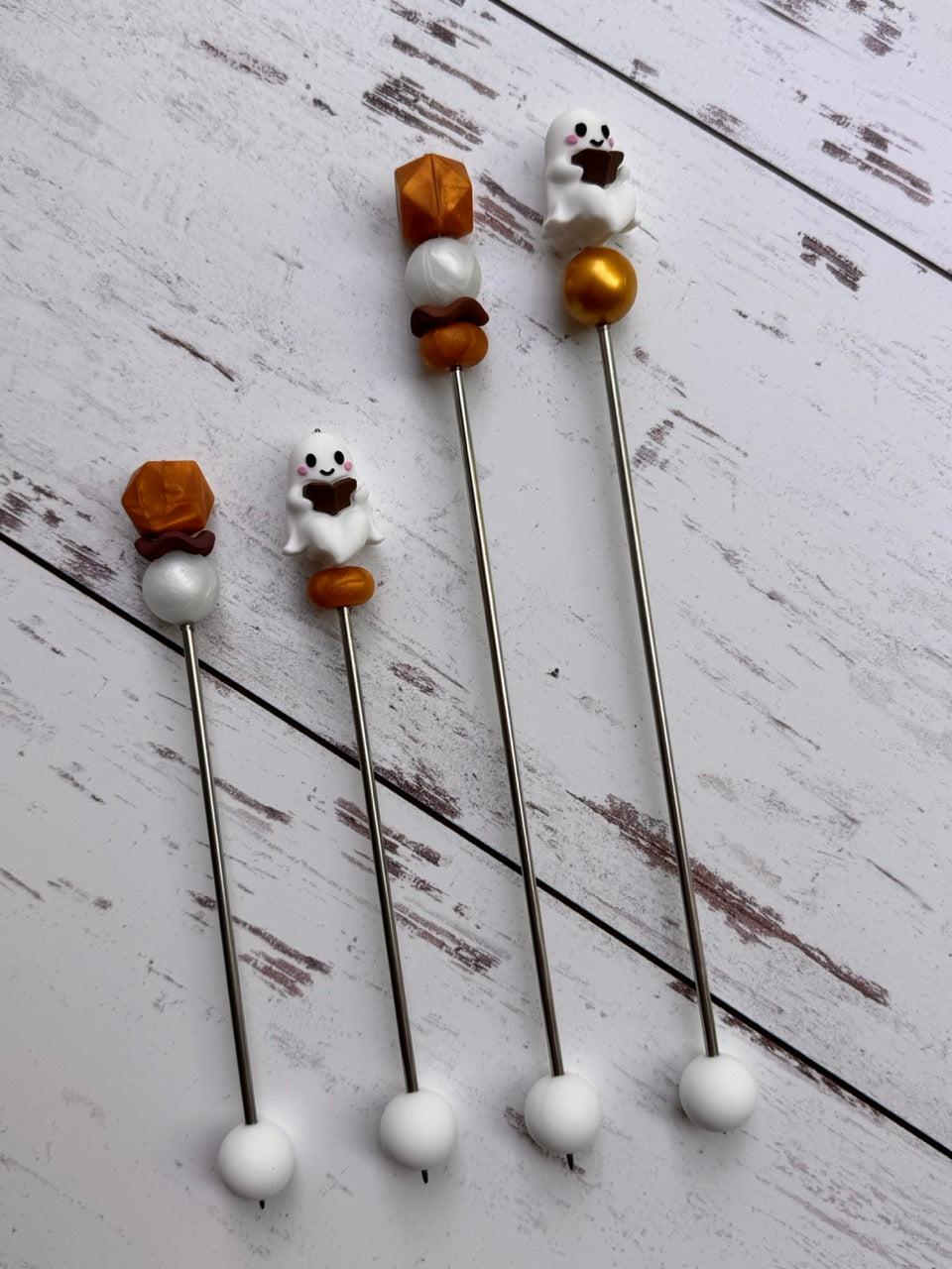 Cute Reading Ghost Pair of Amigurumi Sewing Sticks