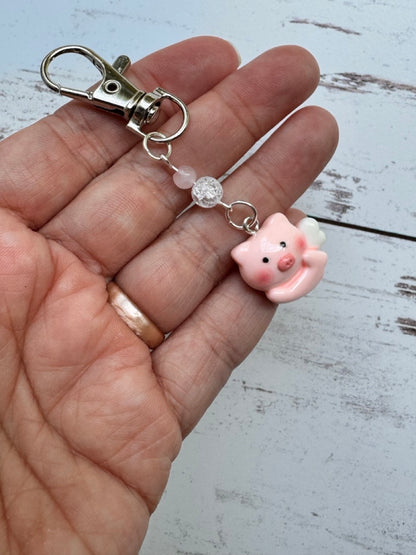 Flying Pink Pig Single Stitch Marker