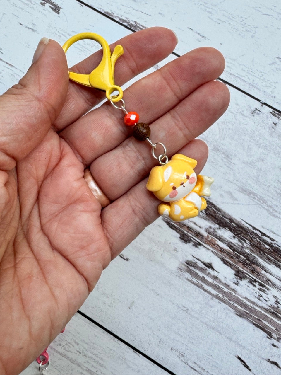 Cute Dog with Bone Single Stitch Marker