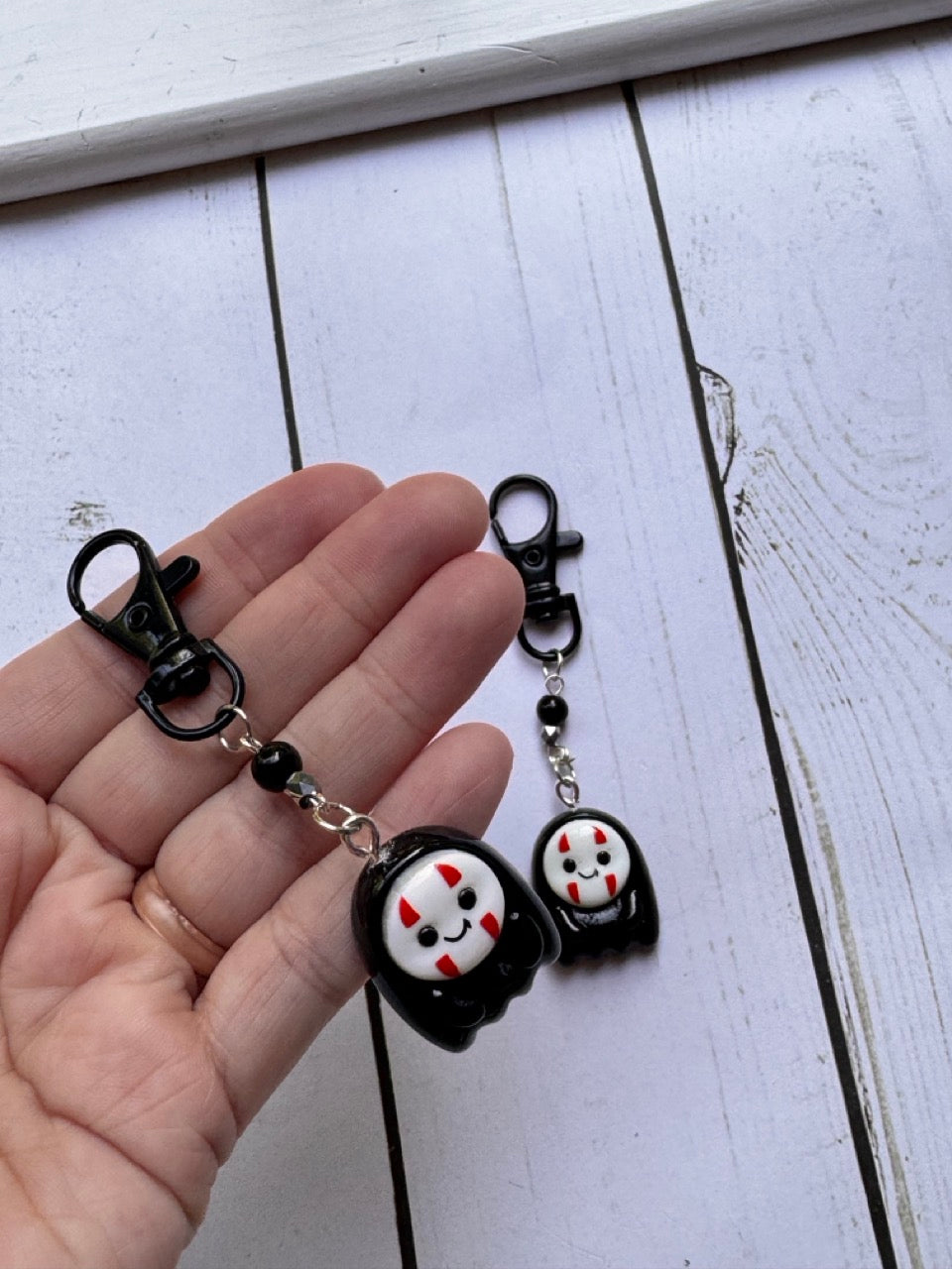 Black White Ghost Face Anime Inspired RESIN Single Stitch Marker