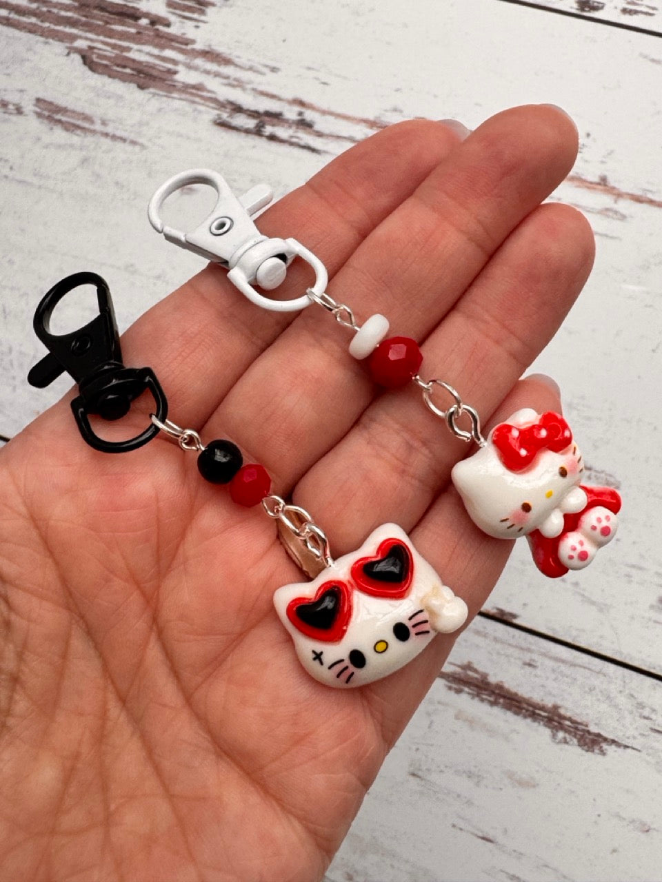 Cute Kitty Girl Pair of Stitch Markers in PINK or RED