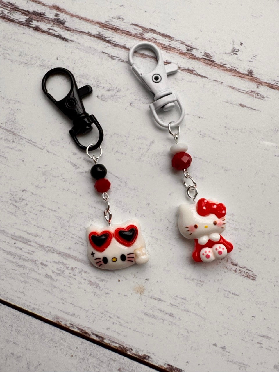 Cute Kitty Girl Pair of Stitch Markers in PINK or RED
