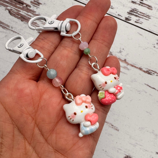 Cute Kitty Girl Pair of Stitch Markers in PINK or RED